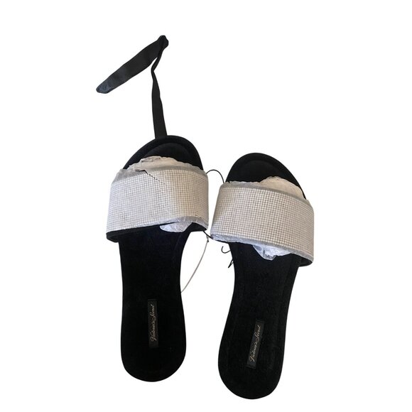 Victorias Secret Velvet Sole Bling Slippers Slide Flip Flips Sz Large (9-10) NEW - Picture 1 of 14